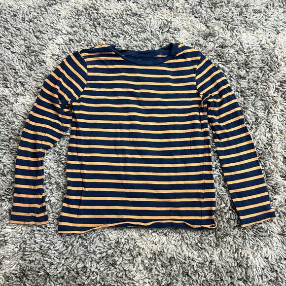 H&M Navy Blue Orange Stripe Long Sleeve T Shirt Boys 6 8 Years - Picture 1 of 5